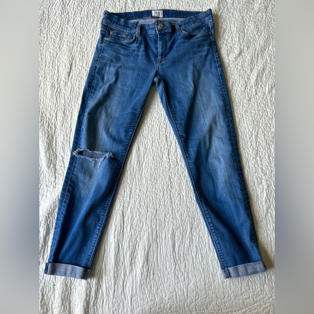 Hudson Harkin Crop Super Skinny Cuff Jeans. Size 30. Inseam 25”.